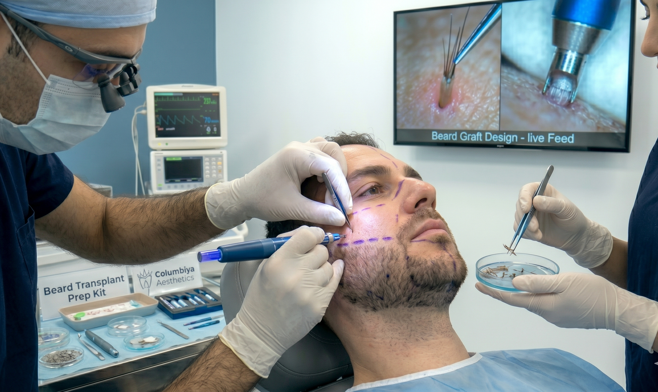 Beard Transplant Outline Mapping